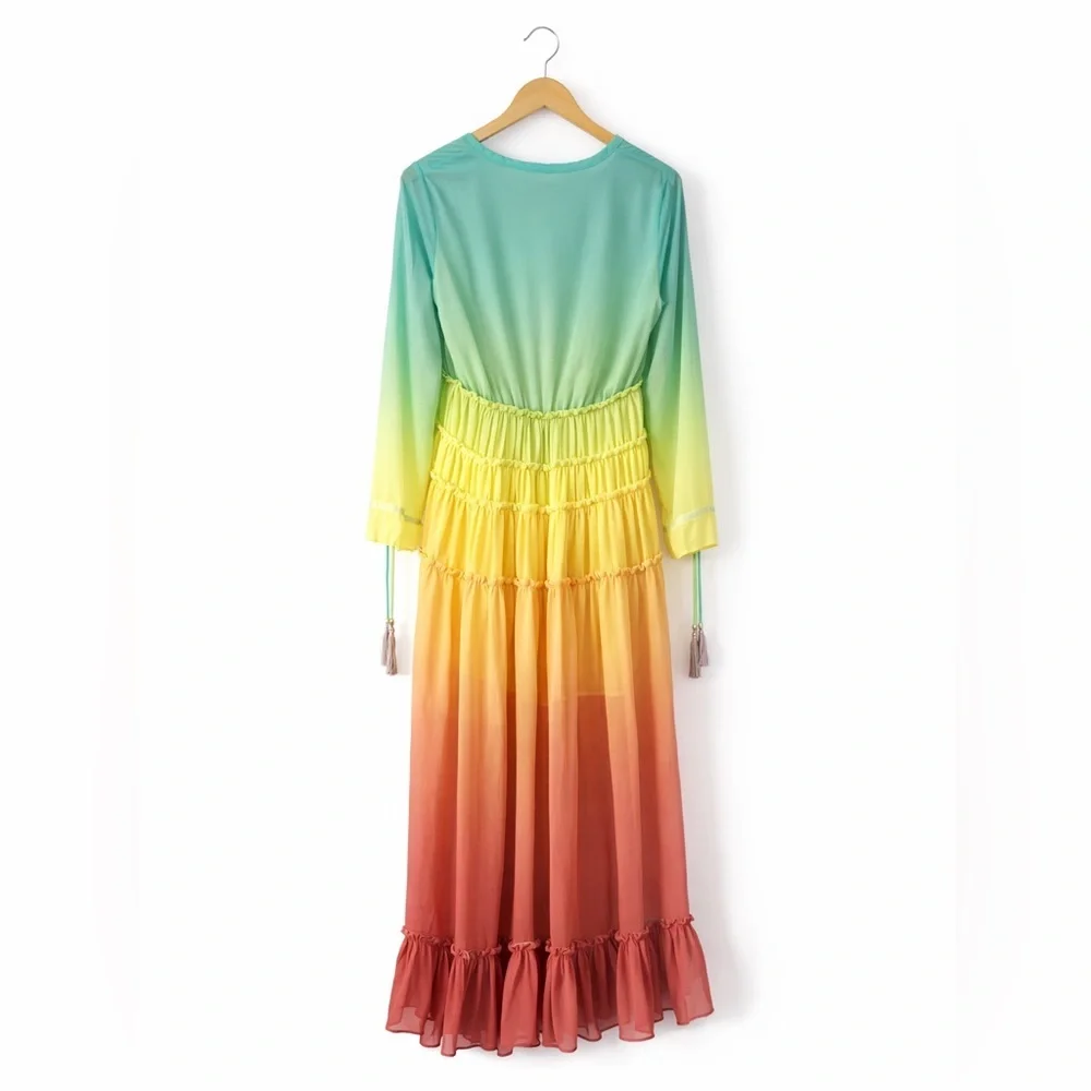 CHICWISH Ombre Ruffle Maxi Dress – Size XS - Picture 4 of 10